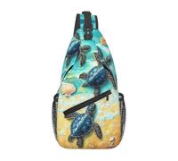 Bedbliss Sling Bag Crossbody Zaino a tracolla Borse da palestra Viaggi Escursionismo Casual Daypack, Tartaruga Marina 7, 19x9x39cm