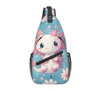 Bedbliss Sling Bag Crossbody Zaino a tracolla Borse da palestra Viaggi Escursionismo Casual Daypack, Carino Axolotl 4, 19x9x39cm