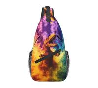 Bedbliss Sling Bag Crossbody Zaino a tracolla Borse da palestra Viaggi Escursionismo Casual Daypack, Dinosauro Tie Dye 2, 19x9x39cm