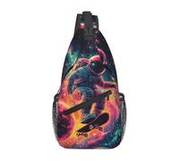 Bedbliss Sling Bag Crossbody Zaino a tracolla Borse da palestra Viaggi Escursionismo Casual Daypack, Skateboard Astronauta 3, 19x9x39cm