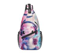 Bedbliss Sling Bag Crossbody Zaino a tracolla Borse da palestra Viaggi Escursionismo Casual Daypack, Tie Dye Axolotl 4, 19x9x39cm