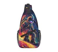 Bedbliss Sling Bag Crossbody Zaino a tracolla Borse da palestra Viaggi Escursionismo Casual Daypack, Skateboard Astronauta 1, 19x9x39cm