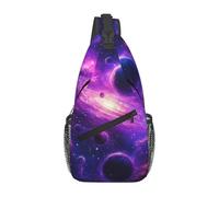 Bedbliss Sling Bag Crossbody Zaino a tracolla Borse da palestra Viaggi Escursionismo Casual Daypack, Galassia viola 10, 19x9x39cm