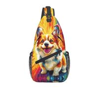 Bedbliss Sling Bag Crossbody Zaino a tracolla Borse da palestra Viaggi Escursionismo Casual Daypack, Carino Corgi Cane 12, 19x9x39cm
