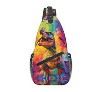 Bedbliss Sling Bag Crossbody Zaino a tracolla Borse da palestra Viaggi Escursionismo Casual Daypack, Dinosauro Tie Dye 4, 19x9x39cm