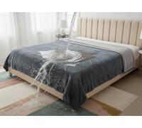 Bedding Aid Coperta impermeabile per letto king size, in flanella, impermeabile, per letto king size, reversibile e double-face (229 x 274 cm, grigio scuro/grigio chiaro)