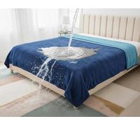 Bedding Aid Coperta impermeabile per letto king size, in flanella, reversibile, blu scuro e verde, impermeabile, double-face (229 x 274 cm, blu scuro/verde)