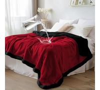 Bedding Aid coperta impermeabile standard per divano e letto - Sherpa in pile su entrambi i lati, pulita e senza macchie, ideale per amore e relax (Velvet Rosso/Nero Ossidiana, coperta soffice)