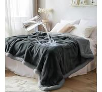 Bedding Aid coperta impermeabile standard per divano e letto - Sherpa in pile su entrambi i lati, pulita e senza macchie, ideale per amore e relax (Grigio Antracite/Grigio Argento, coperta per coccole
