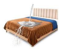 Bedding Aid Copriletto Impermeabile, Coperta Impermeabile, Coperta per Cani, Coperta Letto (Beige/Blu grigio, 203x229cm)