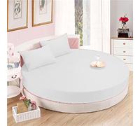 Bedding Attire Set di 6 lenzuola rotonde in cotone egiziano 600 TC (diametro 223 cm, colore bianco)