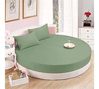 Bedding Attire Set di lenzuola rotonde in cotone egiziano 600 TC (diametro 243 cm, colore muschio), 4 pezzi