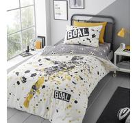 Bedding Bedlam - Set copripiumino per letto singolo (200 x 140 cm), reversibile (2 fantasie), a tema calcio, 1 copripiumino, 1 federa