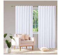 Bedding Craft Set di 2 tende in cotone bianco con passanti per la parte superiore, 243,8 cm di lunghezza x 127 cm di larghezza, colore: bianco