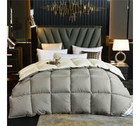 Bedding Invernale Piumone Matrimoniale, 240x220 Cm Caldissimo Piumino In Piuma,Trapunta In Microfibra Morbida E Traspirante,Anallergico E Antiacaro,Lavabile In Lavatrice (Gray+Cream,220*240 cm 5kg)