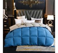 Bedding Invernale Piumone Matrimoniale, 240x220 Cm Caldissimo Piumino In Piuma,Trapunta In Microfibra Morbida E Traspirante,Anallergico E Antiacaro,Lavabile In Lavatrice (Blue+Gray,220*240 cm 5kg)