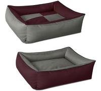 BedDog® 2in1 Max Quattro Grigio/bordò L, 80x65 cm, Letto per Cane L Fino a XXXL, 8 Colori, Cuscino, Divano, Cestino per Cane