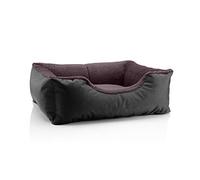 BedDog Cuccia per cani TEDDY Divano per cani in Cordura e velluto microfibra lavabile con bordo, cuscino per cani a quattro angoli, per interni ed esterni, taglia S, nero-marrone