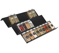 Bedeco Mensola per spezie, cassetto per spezie, cassetto estraibile da 23 cm a 46 cm, in acciaio al carbonio, da cucina, con 3 livelli, organizer da cucina