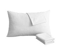 Bedecor Set 2 x Federe Copricuscini Impermeabili 50x70cm in Spugna Cotone, Traspiranti Ipoallergenici con Cerniera Laterale Bianca Copriguanciale