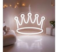 BedEuu Insegna al neon a LED a forma di corona, decorazione da parete bianca calda per camera dei bambini e camera da letto delle ragazze, dimmerabile, decorazione per feste di compleanno principessa