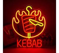 BedEuu Insegna al neon Kebab con luce al neon a LED, alimentata tramite USB, for sala giochi, bar, club, negozi, decorazioni for feste di compleanno, Halloween, regali