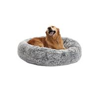 Bedfolks Cuccia per cani calmante a ciambella, 91 cm, rotonda, soffice, per cani di taglia grande, anti-ansia, lavabile in lavatrice (grigio scuro, L)