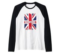 Bedford - Bandiera Britannica Vintage Union Jack Maglia con Maniche Raglan