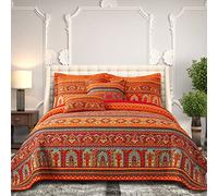 BEDIFANY Set di biancheria da letto con trapunte, copriletto in cotone, per letto matrimoniale, morbido, leggero, trapuntato, a righe, 228 x 248 cm, con 2 federe per cuscini per decorazioni per letto,