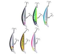 Bediffer 6 Esche da Pesca Esche Rigide per Pesciolini, a Manovella per la Pesca Alla Spigola, Design Rivestito Al da 6 Cm, Plastica Resistente e Acciaio Inossidabile