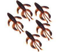 Bediffer Esca Morbida da 5 Pezzi per la Pesca in Acqua Dolce e Salata, Design Realistico di Gamberetti, PVC 7,5 Cm, Ideale per Walleye e Trota (Marrone)