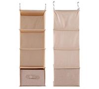 Bediffer Organizzatore per Armadio Pensile Elegante Portaoggetti a 4 Ripiani con Cassetto per Armadio della Camera da Letto Grigio 33,07 * 11,42 * 11,42 Pollici (Mobile beige quattro strati con