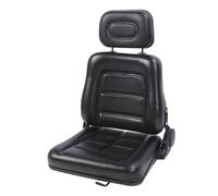 Bediffer Sedile per Carrello Elevatore con Interruttore Regolabile e Design Ergonomico per Carrello Elevatore Trattore Skid Loader Sollevatore Telescopico Materiale in Pelle PVC Nero (Senza bracciolo)