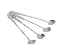 Bediffer Set di Cucchiai per Miscelazione in Acciaio Inossidabile Elegante Fiore a Forma di Cuore per caffè Dessert Tè Freddo 4 Pezzi (Argento)