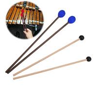 Bediffer Set di Mazze per Marimba da 4 Pezzi Testa in Gomma Resistente e Filo per Principianti e Professionisti Legno di Acero Nero e Blu