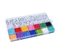 Bediffer Set di Mini Lettere con Perline per Gioielli per Artigianato | Materiale acrilico, Scatola portaoggetti portatile da 28 griglie, Multiuso per bambini, Ottimo per braccialetti, collane