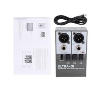 Bediffer Splitter a Basso Rumore a Doppio Canale per Chitarra DI Box per Uscita Bilanciata, Interruttore DI Alimentazione Phantom 5V, per Musicisti e Artisti Metallo 2.8 * 1.5 * 4.4
