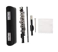 Bediffer Strumento Musicale C Piccolo Professionale Staccabile Placcato in Argento con Set di Strumenti per la Pulizia della Scatola in Pelle PU per Artisti di Banda e Studenti di (Nero)