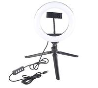 Bediffer Supporto per Treppiede LED Regolabile da 20 Cm con Luce Ad Anello | Illuminazione a 3 colori, Dimmerabile dall\'1% al 100%, Ideale per la fotografia, Materiale ABS leggero, Uso esterno
