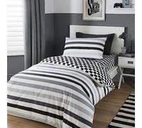 Bedlam - Beckett Stripe - Set copripiumino facile da pulire - letto singolo in bianco e nero