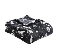 Bedlam Coperta Fleece Halloween (120 x 150cm) - Morbida e Accogliente Fleece Nera - Coperte Halloween con Pipistrelli e Teschi - Coperte e Plaid Halloween - Decorazioni Halloween