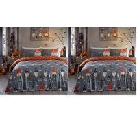 Bedlam Copriletto Gonks Spaventosi Matrimoniale (200 x 200cm) - Reversibile (2 Design) - Copriletto Luminoso al Buio - Pipistrelli e Zucche Spaventose - Decorazioni Halloween (Confezione da 2)