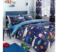 Bedlam Sea Life-Set Copripiumino Glow in The Dark, Cotone, Multicolore, Double