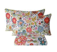 Bedlifes Queen Sheet Set Ultra Soft Breathable Silky Flower Bed Sheets Deep Pocket 100% Microfiber Bedding Sheets 4 Piece Queen Size Floral Spring