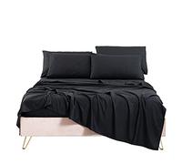 Bedlifes - Set di lenzuola per letto king size, 6 pezzi, 100% microfibra, ultra morbide e setose, serie 1800, resistente alle rughe, lenzuolo con angoli e 4 federe (nero King)