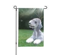 Bedlington Terrier, cani divertenti, cani pelosi, animali domestici, bandiera estiva da giardino, 12x18 pollici, doppia faccia, per esterni