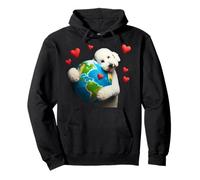 Bedlington Terrier Earth Day Hug Love Owner Planet Globe Felpa con Cappuccio