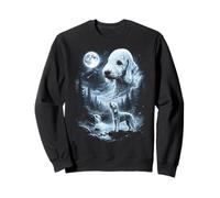 Bedlington Terrier Howling to The Moon Retro Anni '90 Felpa