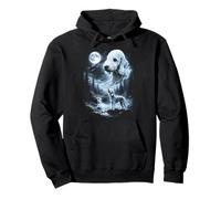 Bedlington Terrier Howling to The Moon Retro Anni '90 Felpa con Cappuccio
