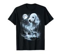 Bedlington Terrier Howling to The Moon Retro Anni '90 Maglietta